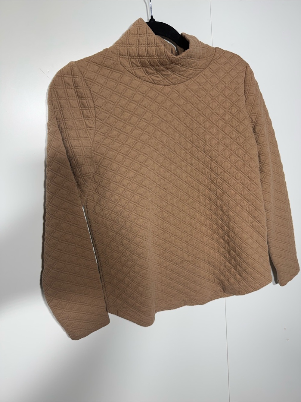 J. Crew Quilted Mock Neck Sweater - Camel Brown